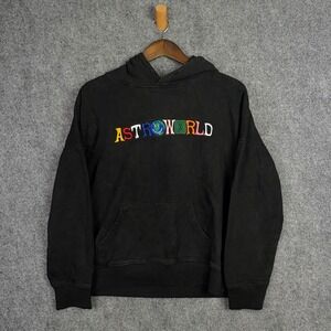 Travis Scott Astroworld Hoodie Mens L Black Embroidered Wish You Were Here Tour